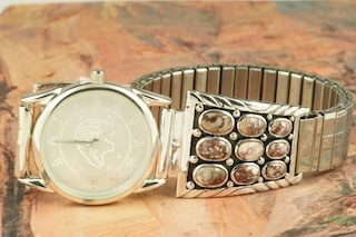 Genuine Wildhorse set in Sterling Silver Watch Tip with an expandable Band. Navajo Made.